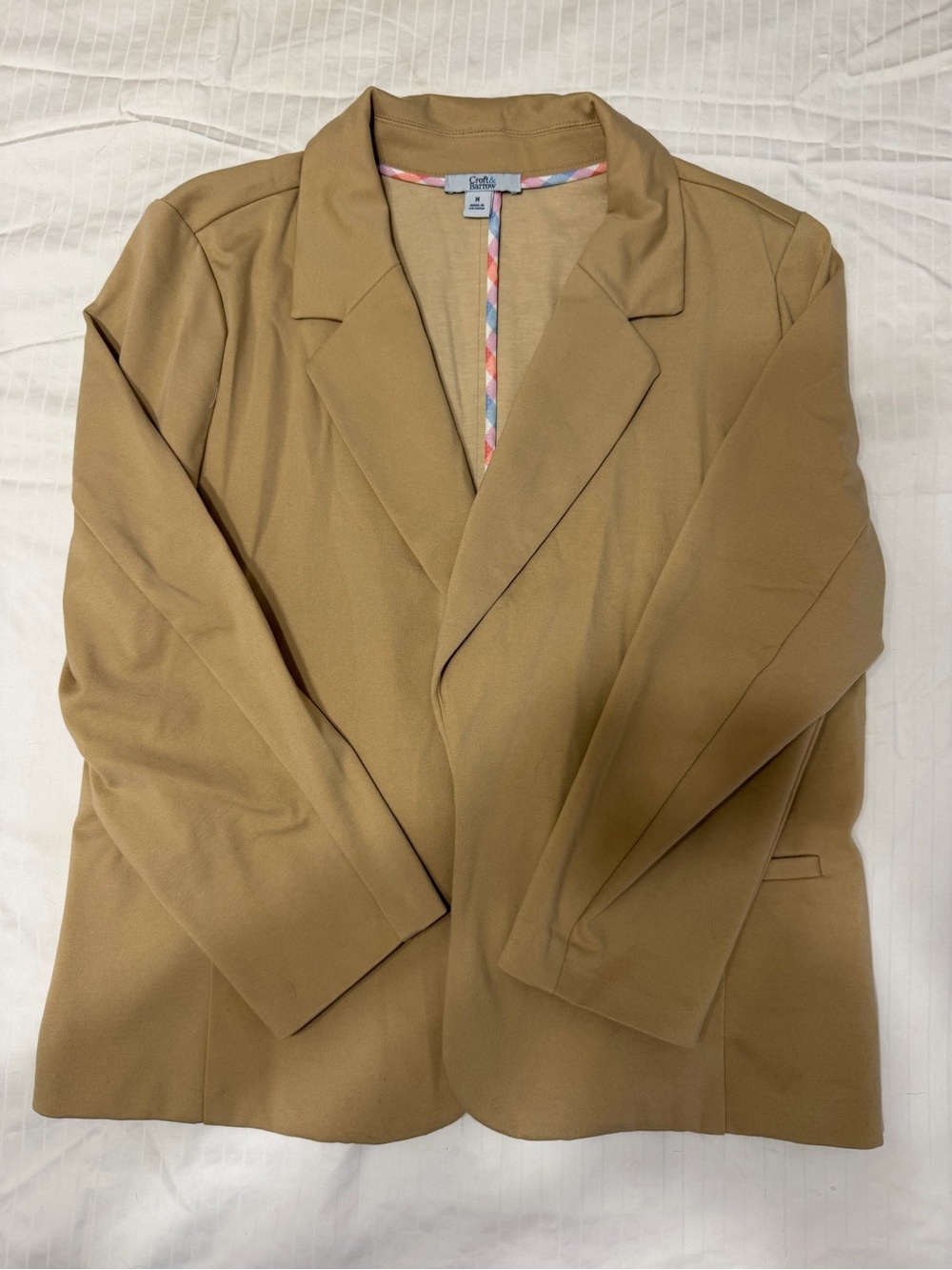 Crate&Barrel Camel Open-Front Blazer